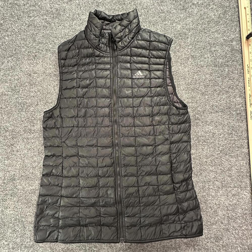 Adidas Womens Black Puffer Vest Lightweight Quilted Sleeveless Jacket M 1382